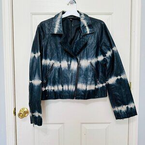 NEW ROCK & REPUBLIC TIE-DYE FULL ZIP FAUX LEATHER MOTO BIKER JACKET